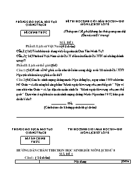 Đề thi học sinh giỏi môn Lịch sử Lớp 8 - Năm học 2012-2013 - Phòng GD & ĐT Hạ Hòa (Có đáp án)